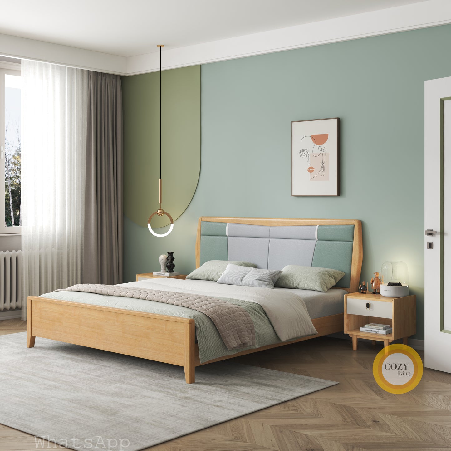 609 Nordic solid wood bed