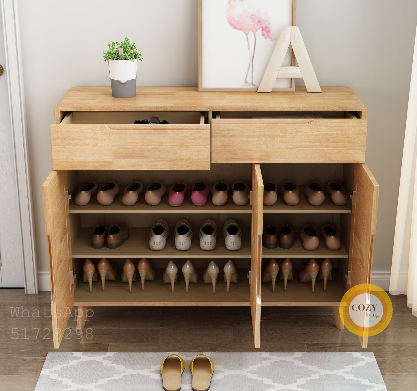 YF-50 solid wood shoe cabinet