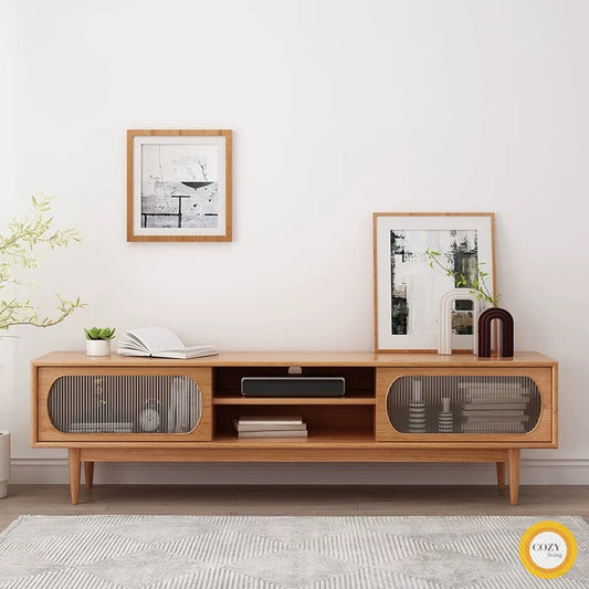 桜工芸-日式藤編/長虹玻璃電視櫃【實木】