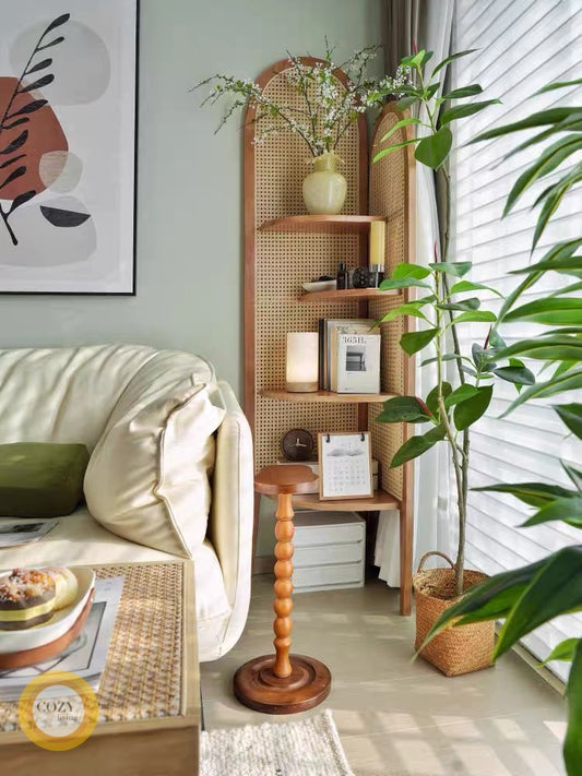 Rattan solid wood corner cabinet