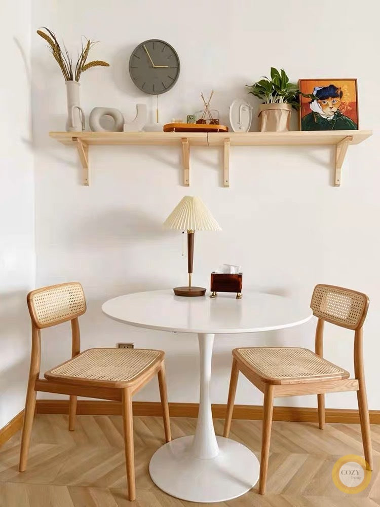 Pure white retro round table