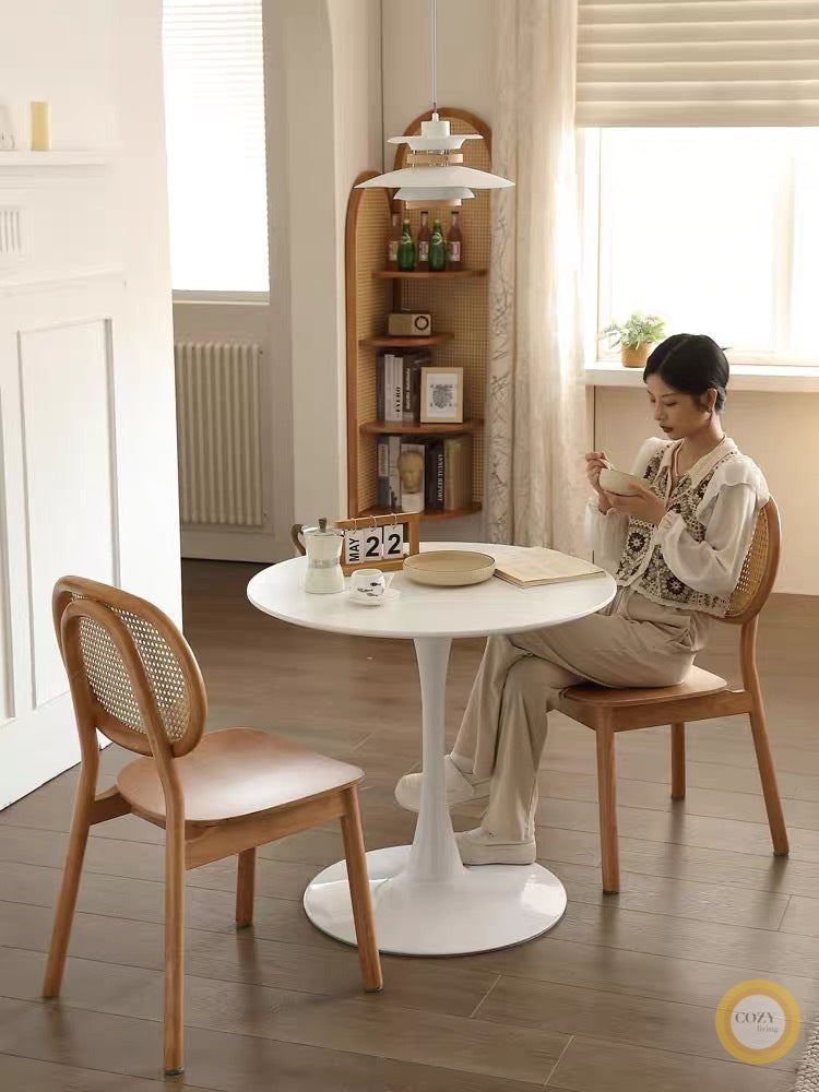 Pure white retro round table