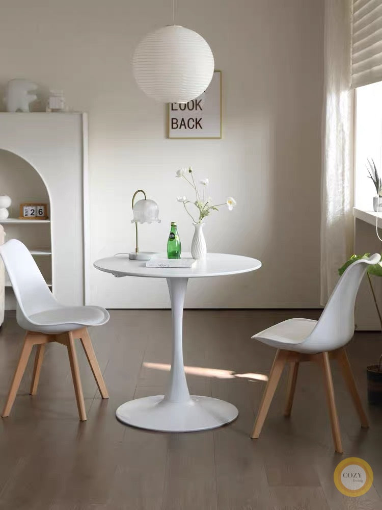 Pure white retro round table
