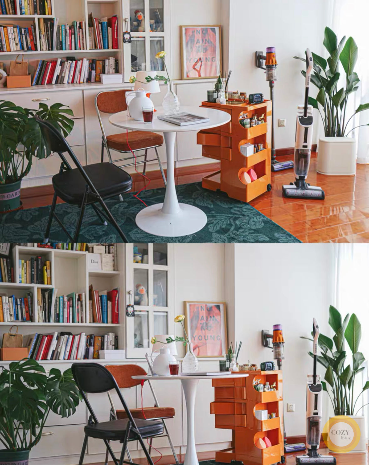 Pure white retro round table