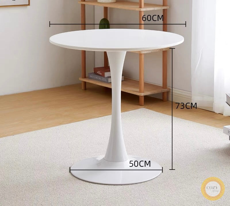 Pure white retro round table