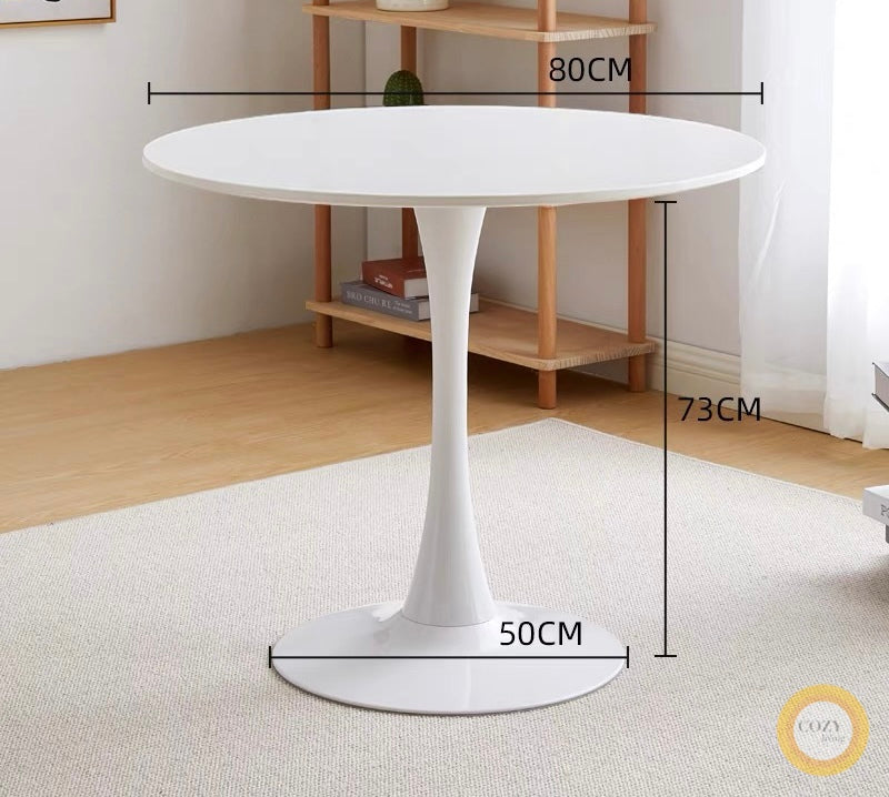 Pure white retro round table