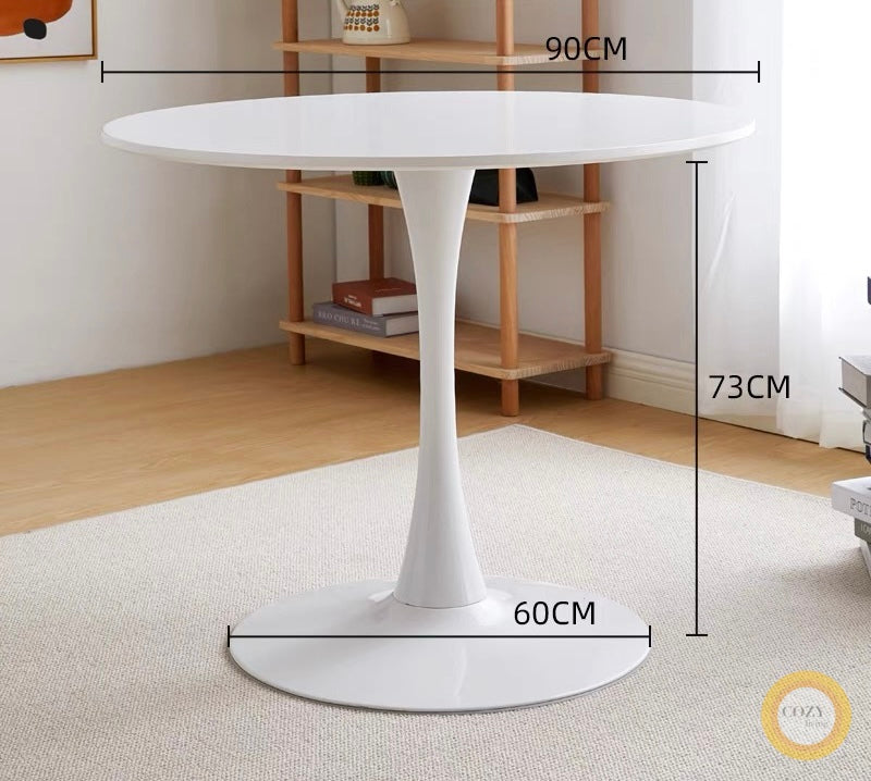 Pure white retro round table