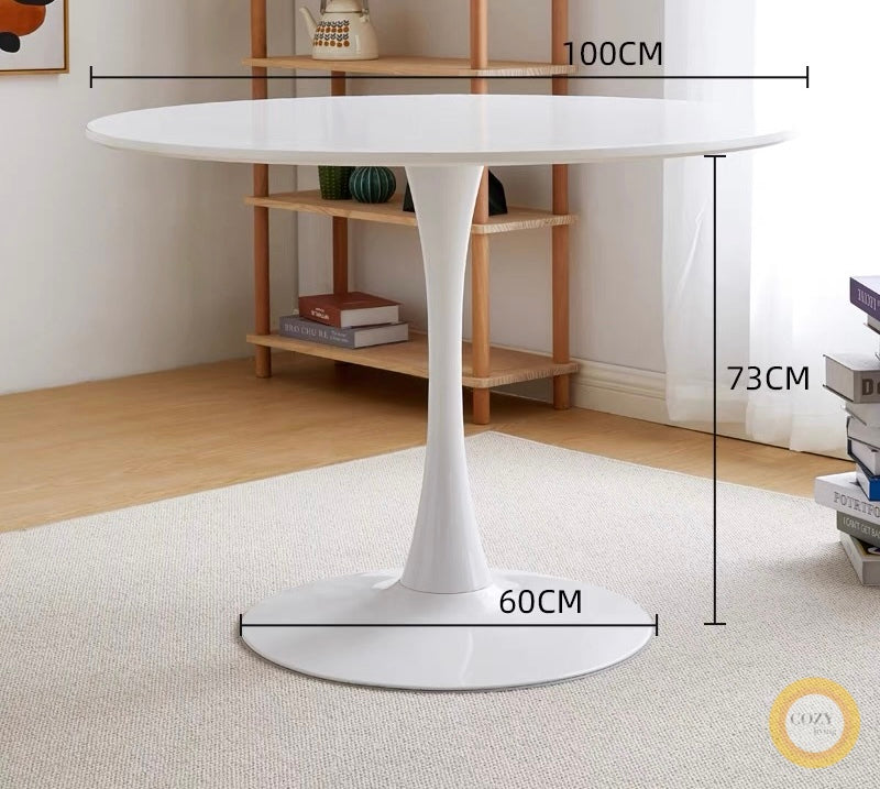 Pure white retro round table