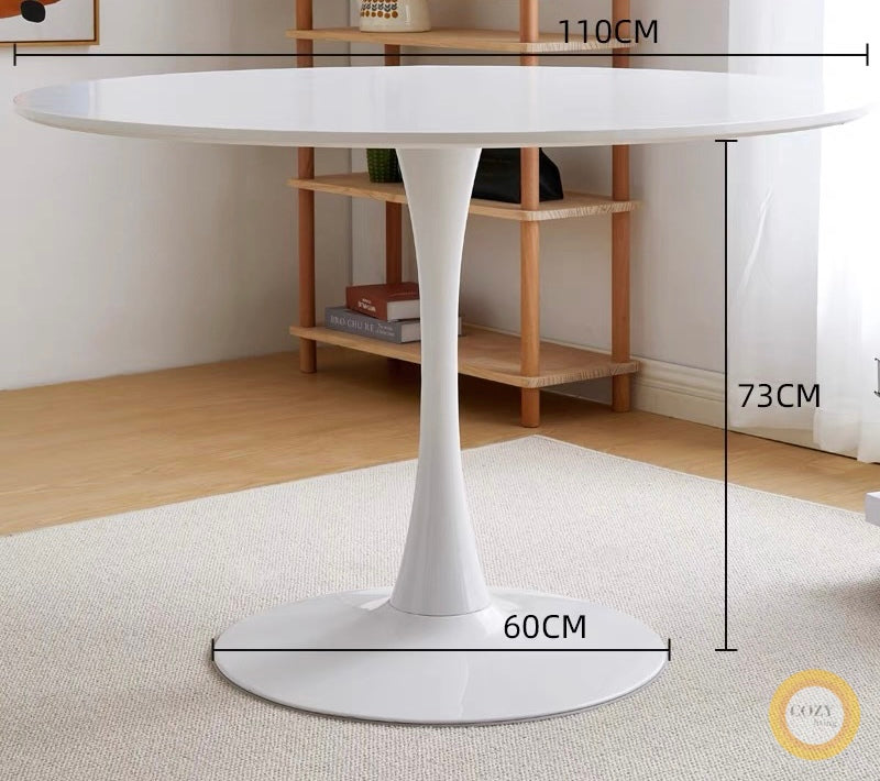 Pure white retro round table
