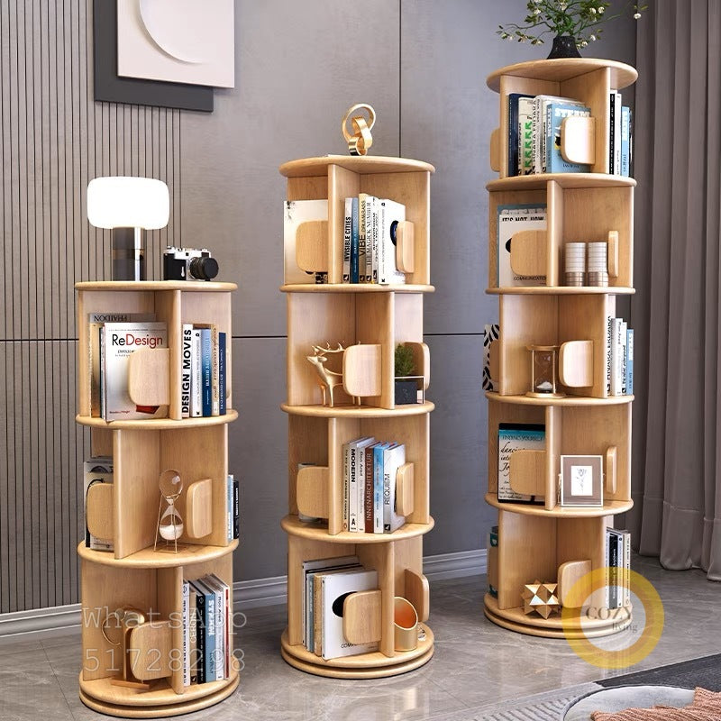 solid wood revolving bookshelf