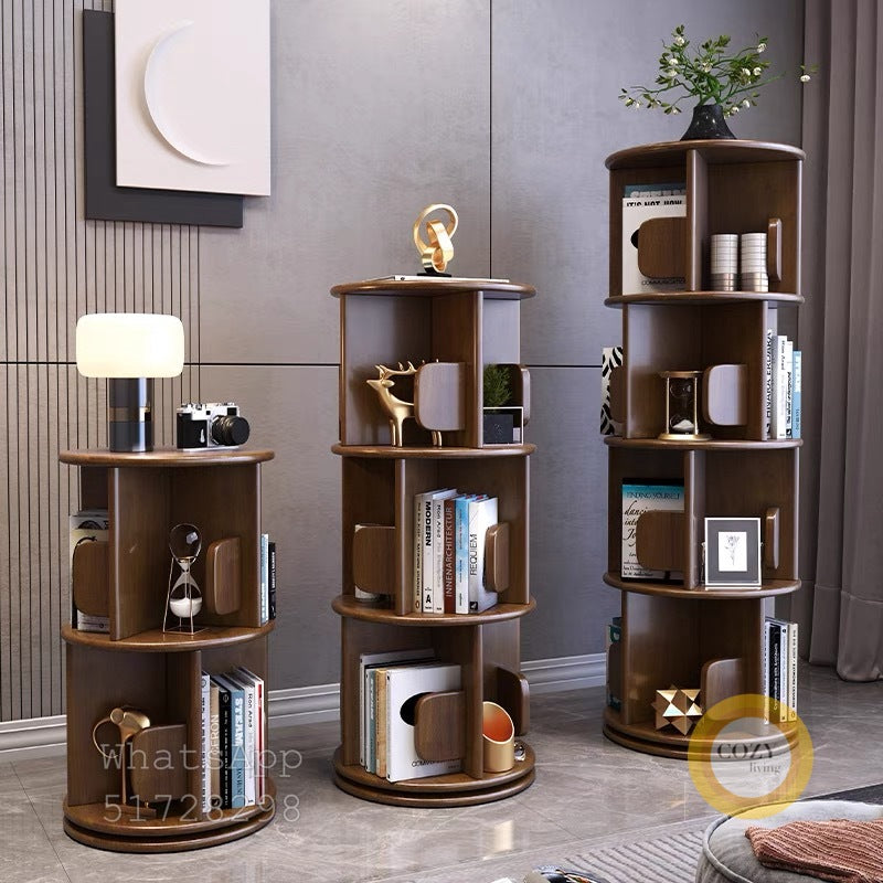 solid wood revolving bookshelf