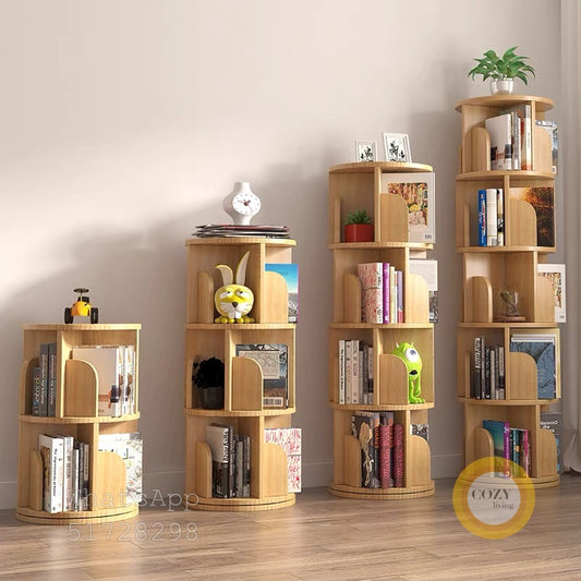 solid wood revolving bookshelf