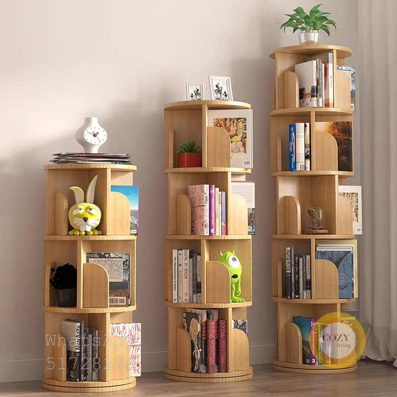 solid wood revolving bookshelf
