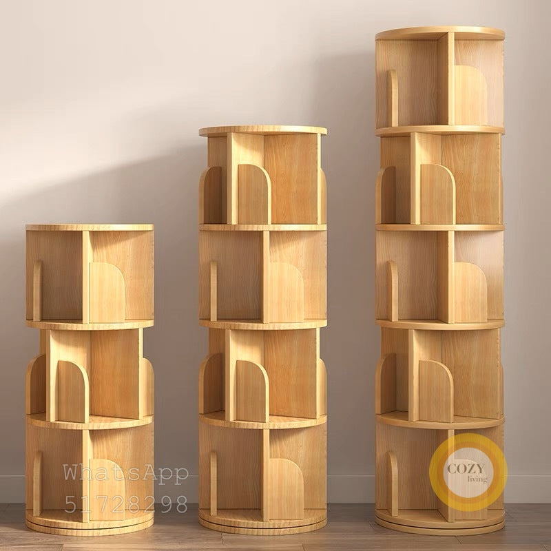 solid wood revolving bookshelf
