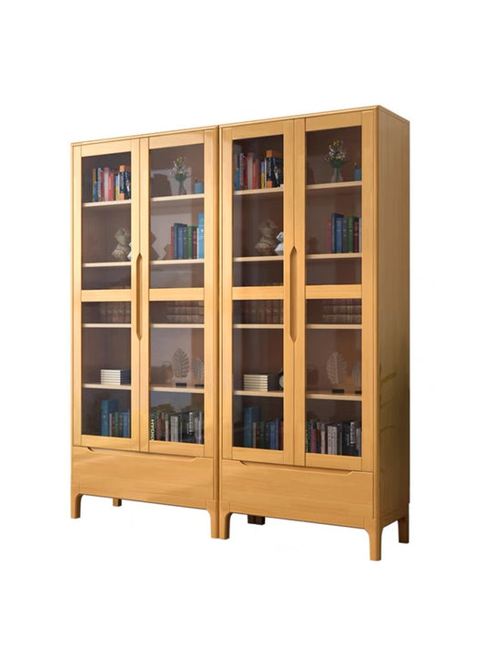 Glass solid wood bookcase