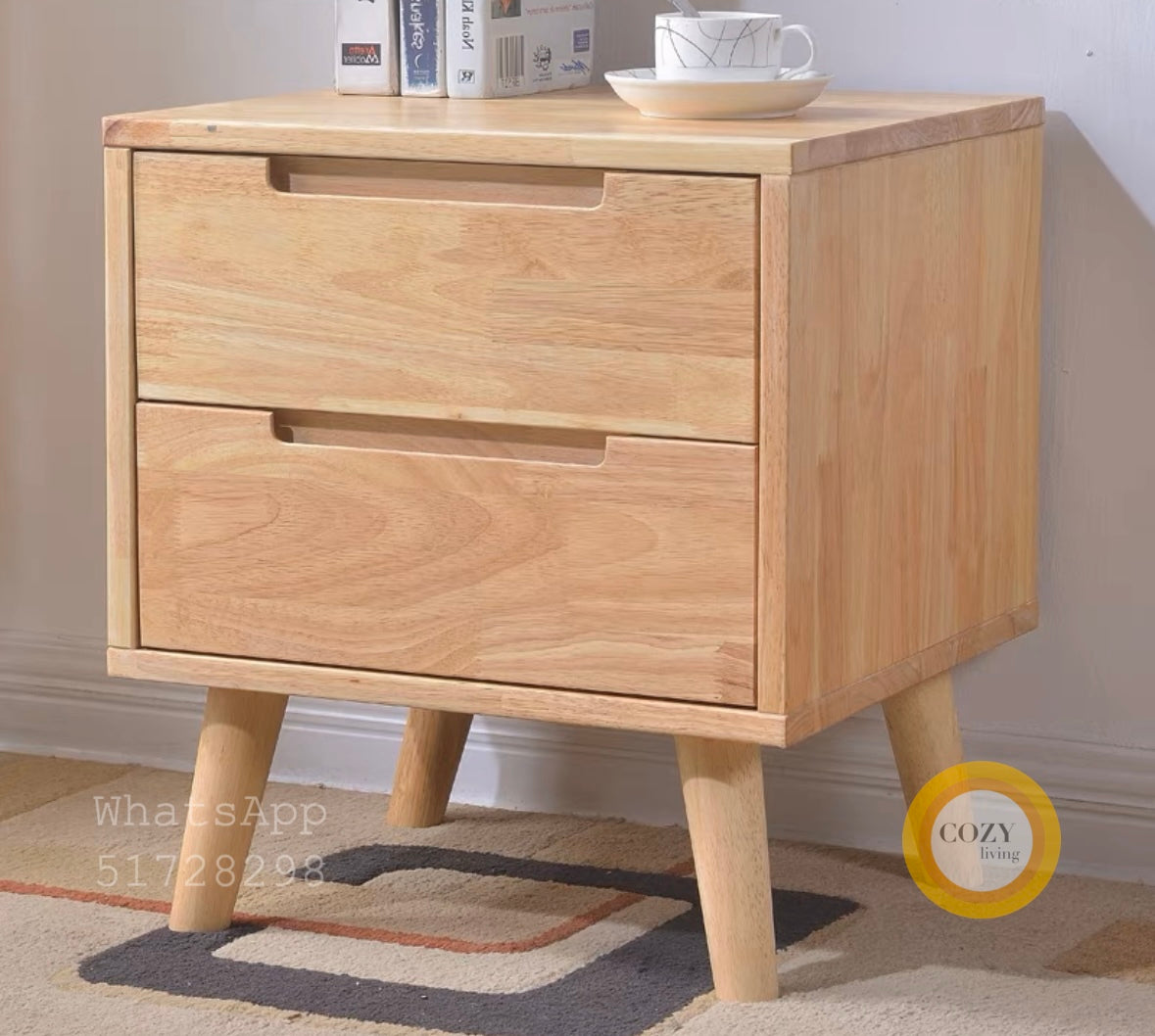 W26 solid wood bedside table