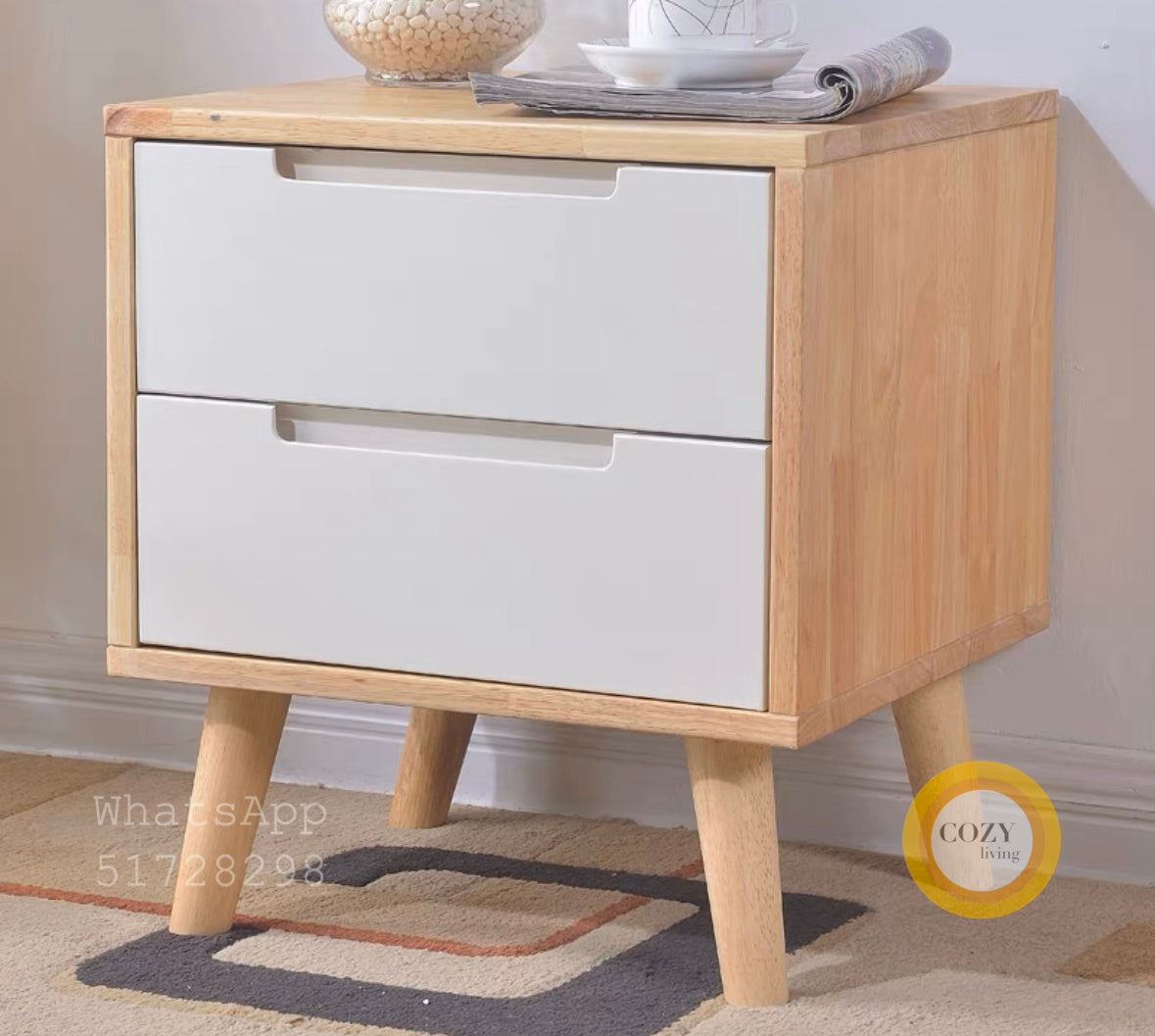 W26 solid wood bedside table