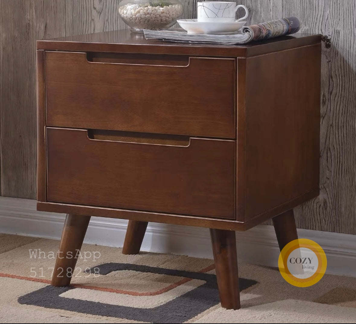 W26 solid wood bedside table