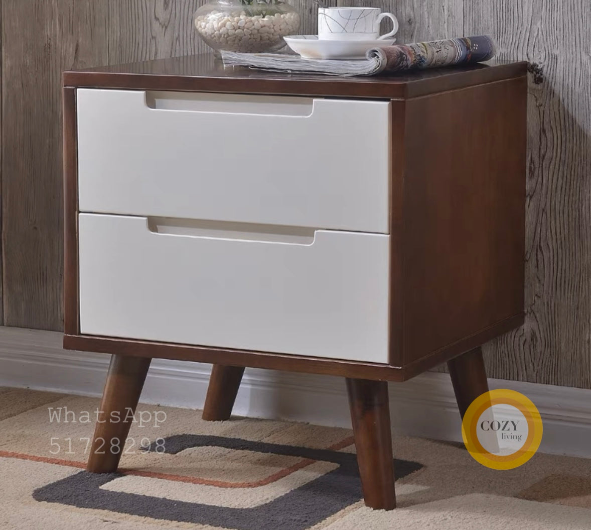 W26 solid wood bedside table
