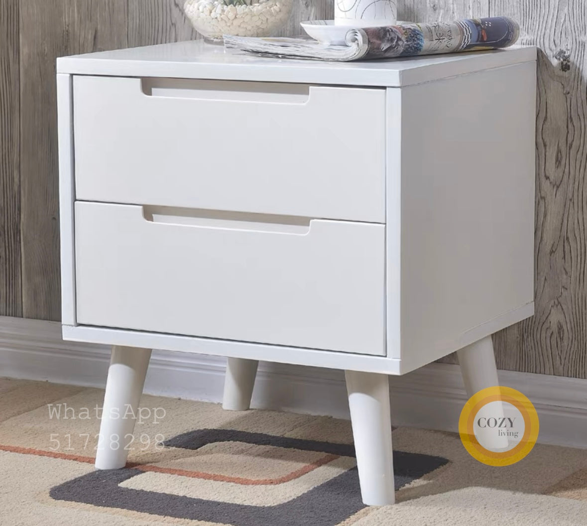 W26 solid wood bedside table