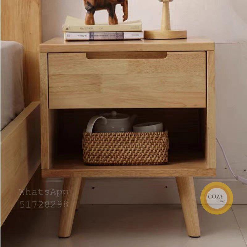 W21 solid wood bedside table