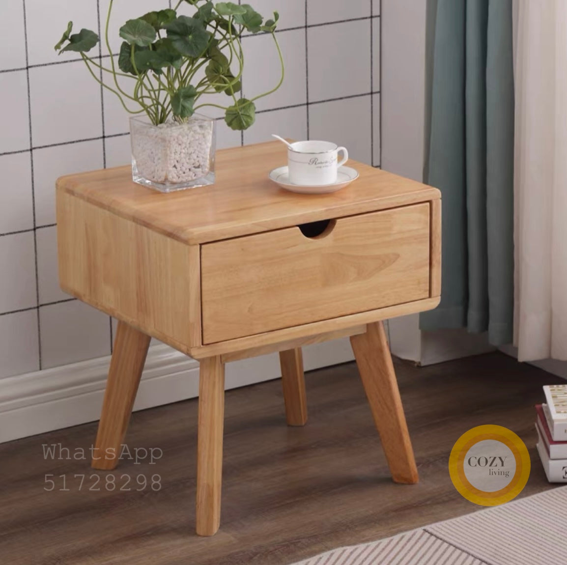 W23 solid wood bedside table