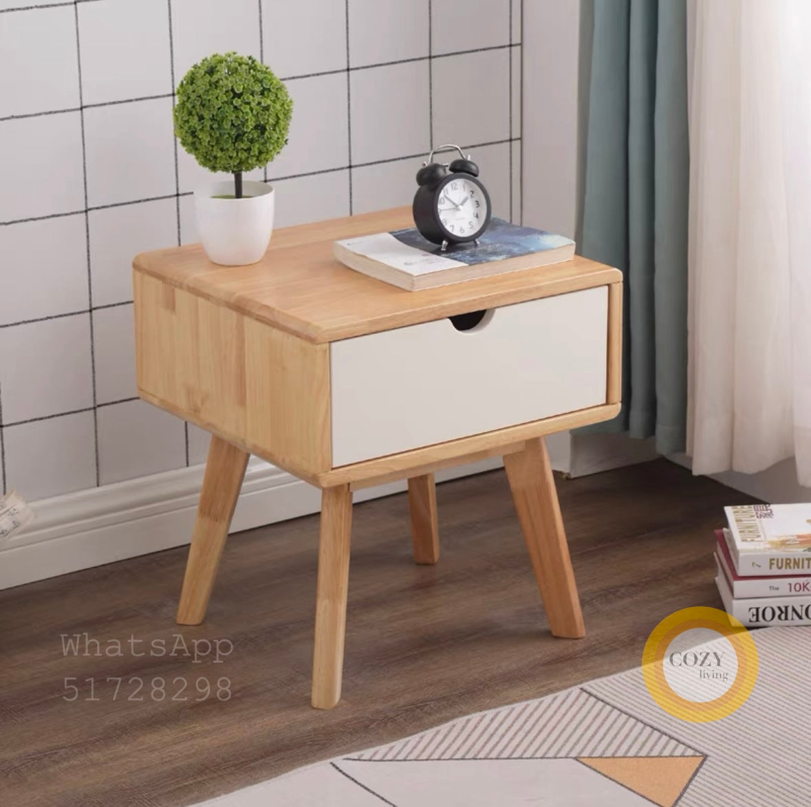 W23 solid wood bedside table