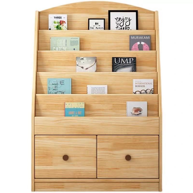 Solid wood bookshelf with drawers