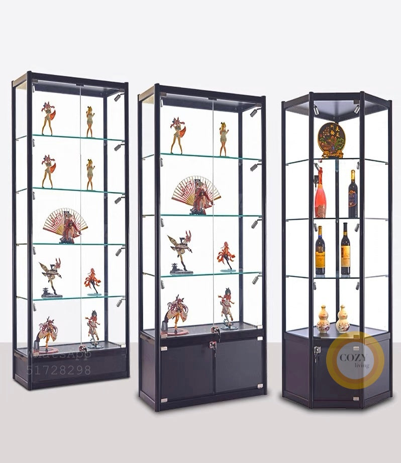 Transparent glass display cabinet