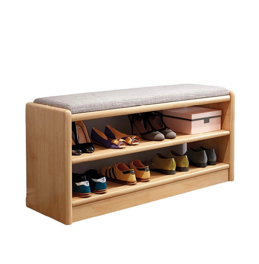 Solid wood shoe changing stool