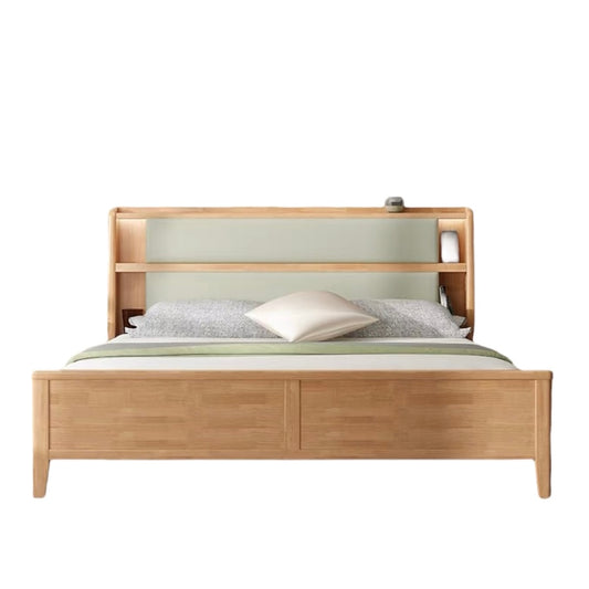 YF-1104 solid wood bed with USB socket