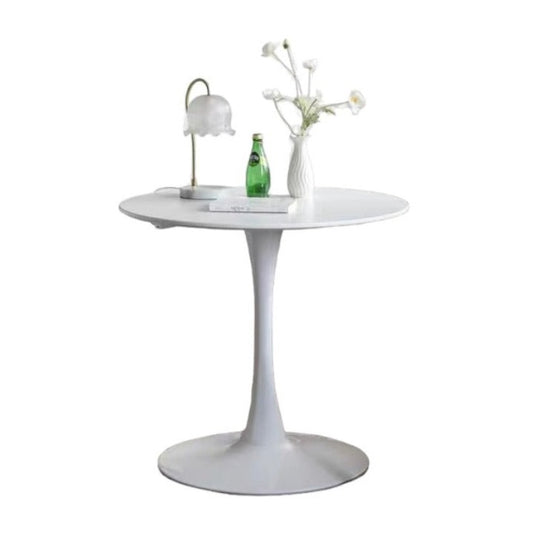 Pure white retro round table