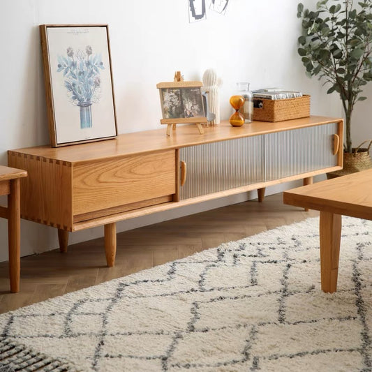 静かな角-日式長虹玻璃電視櫃【實木】