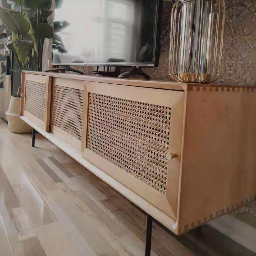 ๐๐๐๐ Japanese rattan textured solid wood TV cabinet ๐ญ๐ฏ ๐๐๐๐ข๐ง๐๐ญ