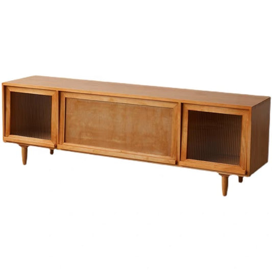 静かな角-日式藤編/長虹玻璃電視櫃【實木】