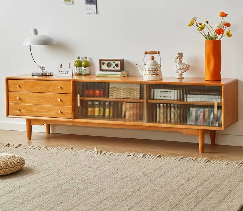 ๐๐๐๐ Japanese style glass cabinet door TV cabinet solid wood ๐ญ๐ฏ ๐๐๐๐ข๐ง๐๐ญ