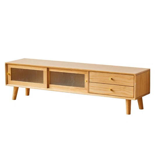 静かな角-日式藤編/長虹玻璃電視櫃【實木】