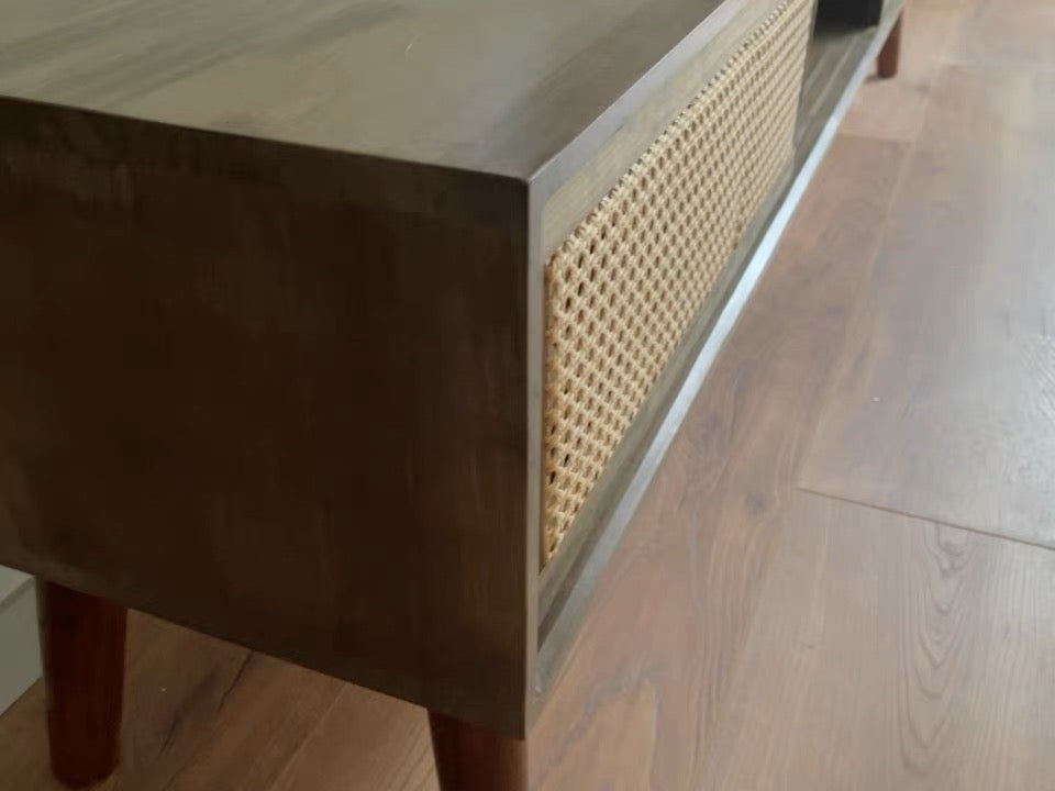 ๐๐๐๐ Japanese rattan/Changhong glass TV cabinet solid wood๐ญ๐ฏ ๐๐๐๐ข๐ง๐๐ญ
