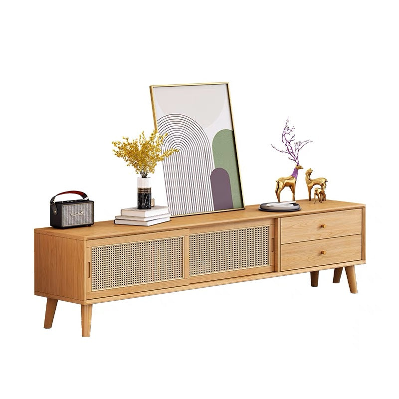 ๐๐๐๐ Japanese rattan/Changhong glass TV cabinet solid wood๐ญ๐ฏ ๐๐๐๐ข๐ง๐๐ญ