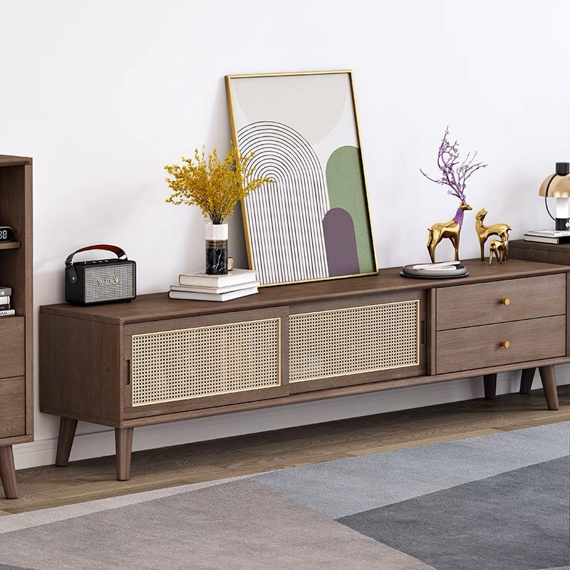 ๐๐๐๐ Japanese rattan/Changhong glass TV cabinet solid wood๐ญ๐ฏ ๐๐๐๐ข๐ง๐๐ญ