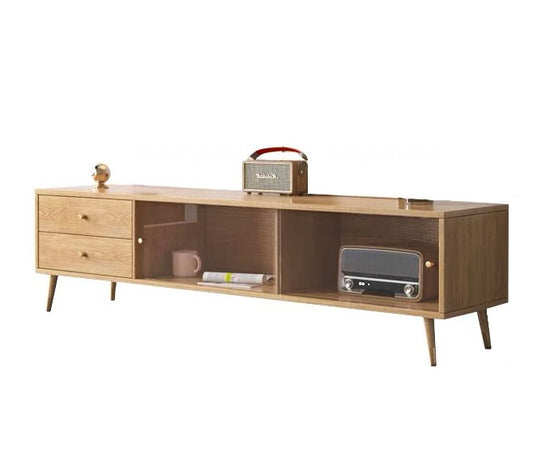 静かな角-日式玻璃門電視櫃【實木】