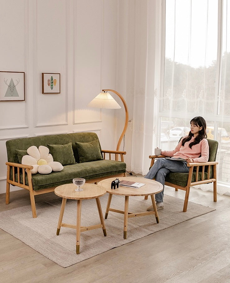 NUJI Japanese style corduroy solid wood sofa