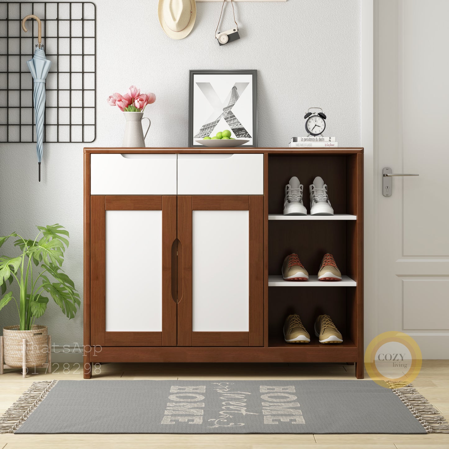 YF-X12 solid wood shoe cabinet 