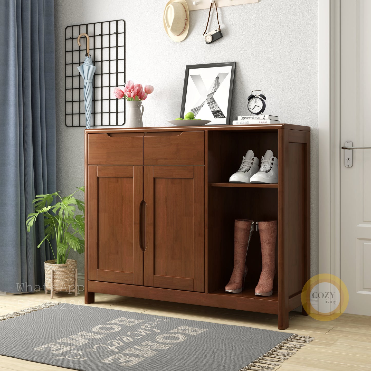 YF-X12 solid wood shoe cabinet 