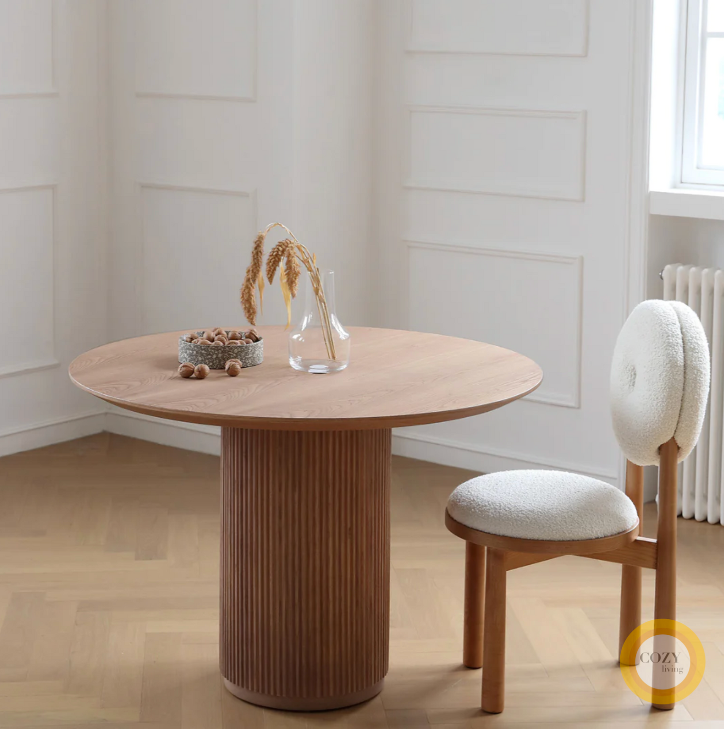 1 solid wood round table