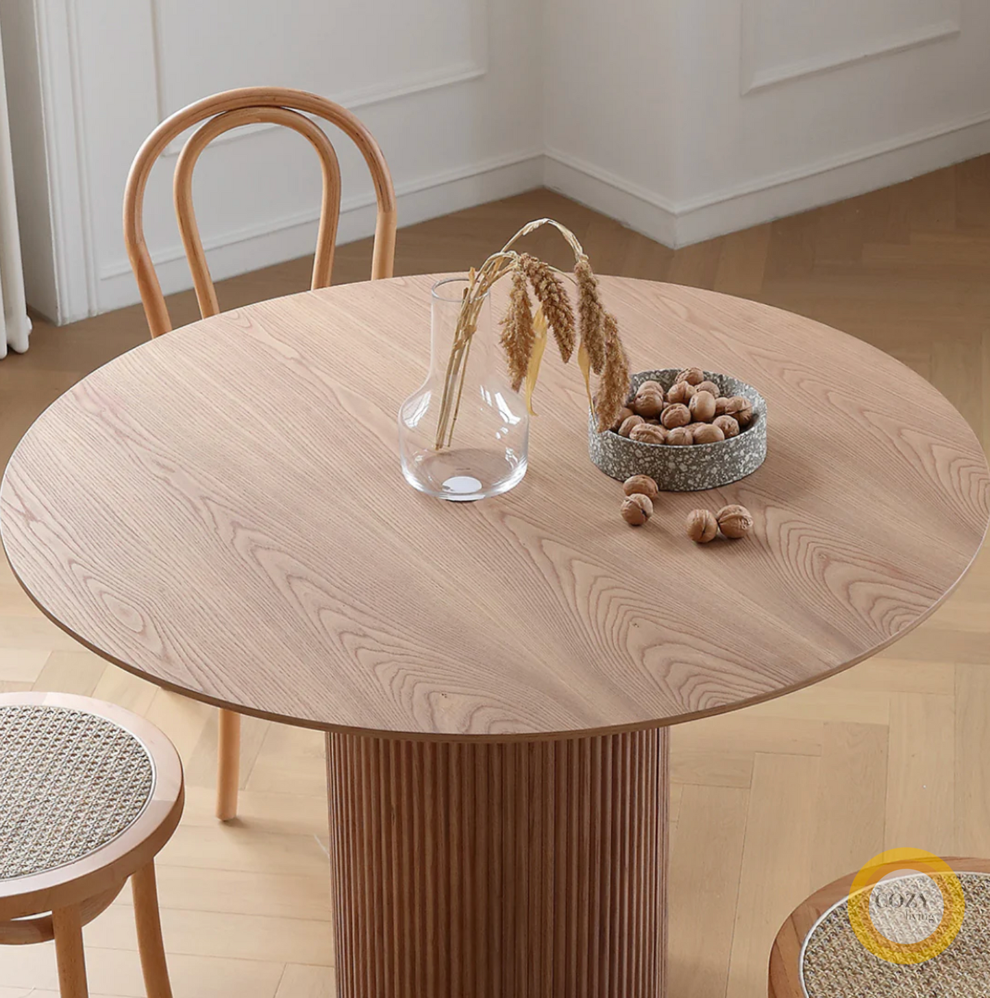 1 solid wood round table