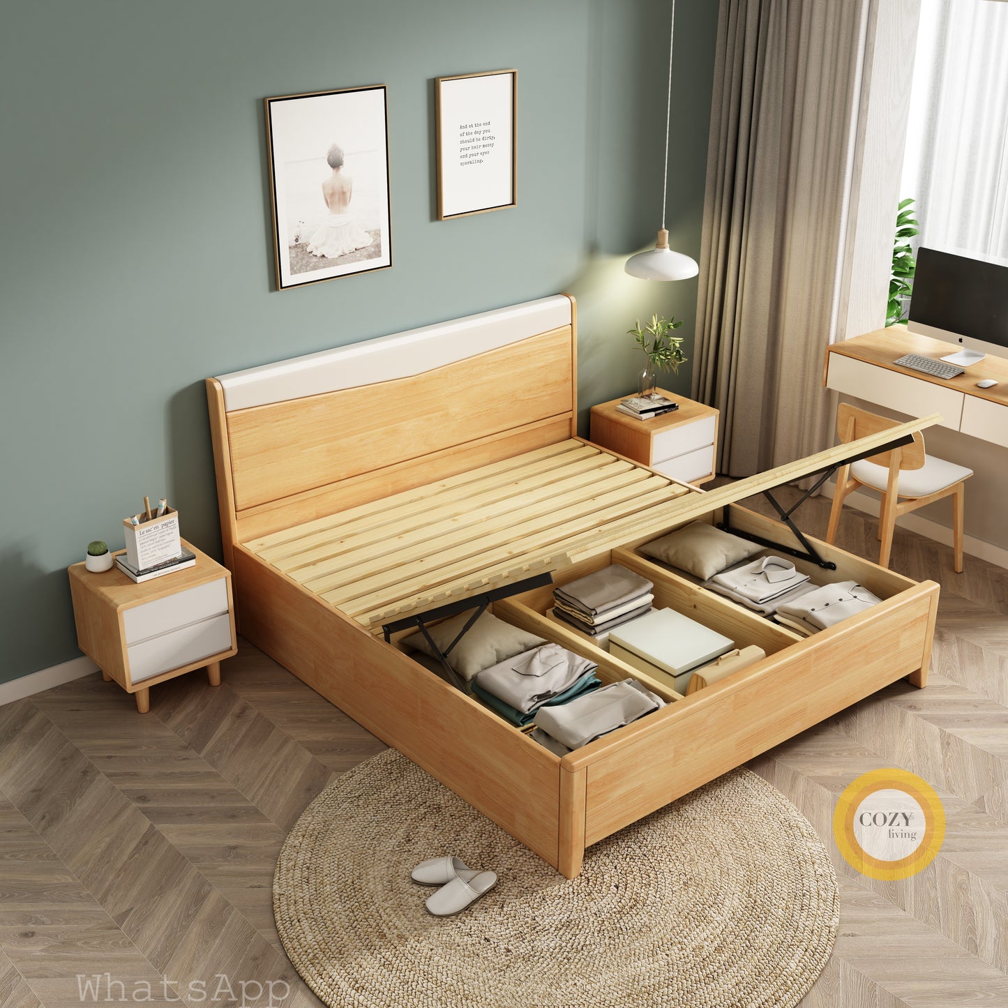 611 Nordic solid wood bed 