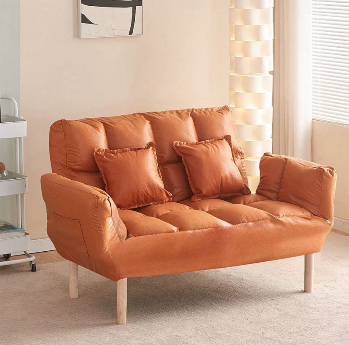 𝐂𝐎𝐙𝐘 𝐋𝐈𝐕𝐈𝐍𝐆 Japanese style lazy sofa bed [free solid wood feet]