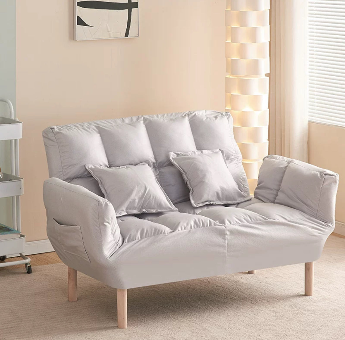 𝐂𝐎𝐙𝐘 𝐋𝐈𝐕𝐈𝐍𝐆 Japanese style lazy sofa bed [free solid wood feet]