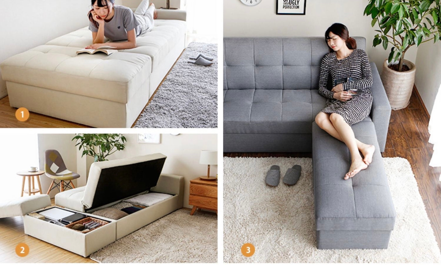 116 FÖRTE Japanese multifunctional tatami sofa bed with storage 